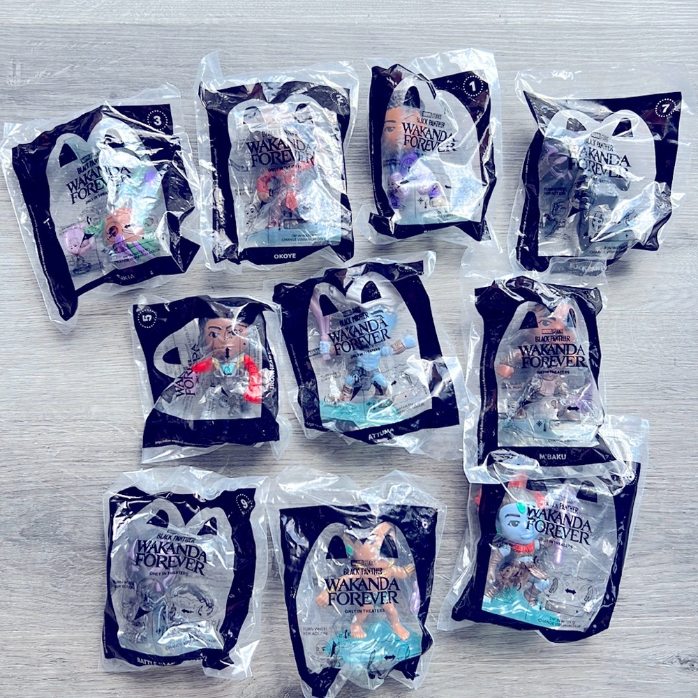 Black Panther Wakanda Forever Marvel Studios McDonald Happy Meal toys Complete